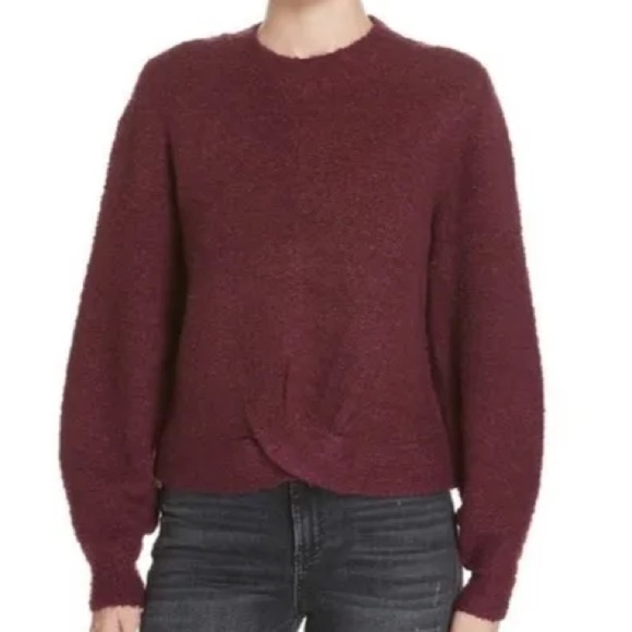 JOIE stavan nubby sweater knot detail wool blend blackberry size M - Picture 2 of 10